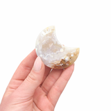 Flower Agate Moon Carving - Small Flower Agate Moon - Polished Flower Agate Stone