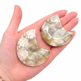 Flower Agate Moon Carving - Small Flower Agate Moon - Polished Flower Agate Stone