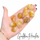 Golden Healer Tumble, Yellow Hematoid Quartz Tumble, Tumbled Yellow Fire Quartz