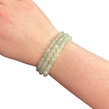 Green Moonstone Bracelet - Round Green Moonstone Bracelet - 6mm Green Moonstone Bracelet - High Quality