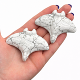 Gemstone Manta Ray Carving - Crystal Sting Ray Carving - Howlite, Obsidian, Fluorite, Opalite