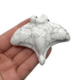 Gemstone Manta Ray Carving - Crystal Sting Ray Carving - Howlite, Obsidian, Fluorite, Opalite