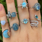 Sterling Silver Adjustable Gemstone Ring - Over 90 Options - Natural Crystal Ring