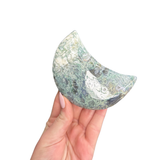 Moss Agate Medium Moon Carving - Moss Agate Moon - Polished Moss Agate
