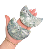 Moss Agate Medium Moon Carving - Moss Agate Moon - Polished Moss Agate