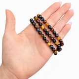 Multi Tigers Eye Bracelet - Red, Blue, and Gold Tigers Eye Bracelet - 5-6mm Tigers Eye Bracelet - High Quality