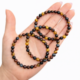 Multi Tigers Eye Bracelet - Red, Blue, and Gold Tigers Eye Bracelet - 5-6mm Tigers Eye Bracelet - High Quality