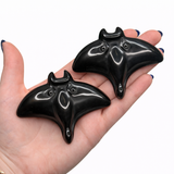 Gemstone Manta Ray Carving - Crystal Sting Ray Carving - Howlite, Obsidian, Fluorite, Opalite
