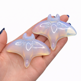 Gemstone Manta Ray Carving - Crystal Sting Ray Carving - Howlite, Obsidian, Fluorite, Opalite