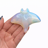 Gemstone Manta Ray Carving - Crystal Sting Ray Carving - Howlite, Obsidian, Fluorite, Opalite