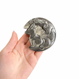 Silversheen Obsidian Fox Carving - With Stand - Obsidian Fox Carving