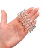 Quartz with Rainbow Tourmaline Bracelet - Faceted Quartz Bracelet - 8mm Tourmaline Bracelet - High Quality