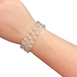 Quartz with Rainbow Tourmaline Bracelet - Faceted Quartz Bracelet - 8mm Tourmaline Bracelet - High Quality