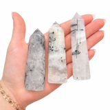 Tourmaline in Quartz Point - Small Tourmalated Quartz Point - 3-4" Point