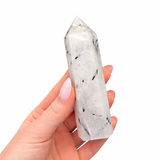 Tourmaline in Quartz Point - Small Tourmalated Quartz Point - 3-4" Point