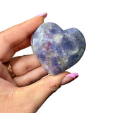 Unicorn Stone Heart - Pink Tourmaline in Lepidolite Heart - Polished Pink Tourmaline Heart