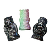 Fluorite Owl and Skull Carving - Rainbow Fluorite Owl - Large Fluorite Carving