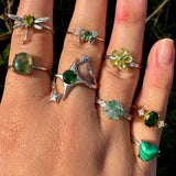 Sterling Silver Adjustable Gemstone Ring - Over 90 Options - Natural Crystal Ring