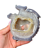 Druzy Agate Dragon Carving - Natural Agate - Crystal Dragon Carving - Gemstone Dragon