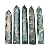 Tall Moss Agate Point - Skinny Moss Agate Tower - Natural Moss Agate Obelisk
