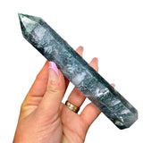 Tall Moss Agate Point - Skinny Moss Agate Tower - Natural Moss Agate Obelisk