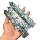 Tall Moss Agate Point - Skinny Moss Agate Tower - Natural Moss Agate Obelisk