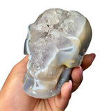 Druzy Agate Skull - 4" Natural Agate Skull - Amethyst and Agate Skull