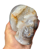 Druzy Agate Skull - 4" Natural Agate Skull - Amethyst and Agate Skull
