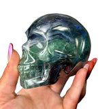 Rainbow Fluorite Skull - 3.5" Natural Fluorite Skull - Fluorite Realistic Skull Carving
