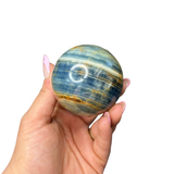 Blue Onyx Sphere - 2.2" Diameter Blue Onyx - Banded Blue Calcite Sphere