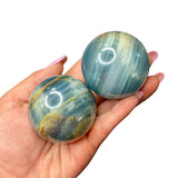 Blue Onyx Sphere - 2.2" Diameter Blue Onyx - Banded Blue Calcite Sphere