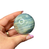 Blue Onyx Sphere - 2.2" Diameter Blue Onyx - Banded Blue Calcite Sphere