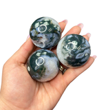 "Snowflake" Moss Agate Sphere - 1.8" Diameter - Natural Moss Agate Sphere