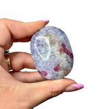 Unicorn Stone Palm Stone - Pink Tourmaline in Lepidolite Palm - Polished Pink Tourmaline Palm