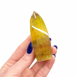 Yellow Fluorite Flame - Banded Yellow Fluorite Free Form - Polished Yellow Fluorite