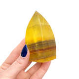 Yellow Fluorite Flame - Banded Yellow Fluorite Free Form - Polished Yellow Fluorite