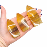 Yellow Fluorite Flame - Banded Yellow Fluorite Free Form - Polished Yellow Fluorite