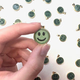 Green Aventurine Smile Pendant, Gold Plated Aventurine Pendant, Happy Aventurine Pendant, Dainty Aventurine Smile Charm, B-86