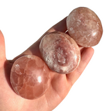 Strawberry Calcite Palm Stone, Natural Pink Calcite, Strawberry Calcite Worry Stone, B-84