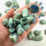 Azurite with Green Moonstone Tumble, Tumbled Azurite Green Moonstone, Green Moonstone with Azurite, P-165