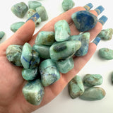 Azurite with Green Moonstone Tumble, Tumbled Azurite Green Moonstone, Green Moonstone with Azurite, P-165