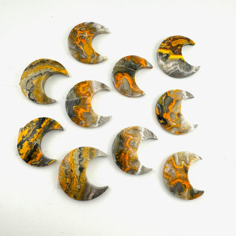 Bumblebee Jasper Moon, Bumblebee Jasper Moon Carving, Bright Bumblebee Jasper Moon, B-69