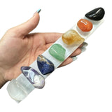 7 Chakra Tumbled Stone Set, Tumbled Stone Set with Selenite Bar, Tumbled Chakra