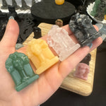 Gemstone Tombstone, Crystal Tombstone, Halloween Crystal Tombstone, Tombstone with Skull