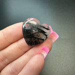 25g Black Rutile Heart Cabochons, Bulk or Wholesale Black Rutile Heart Cabochons, Black Rutile Heart Cabochon