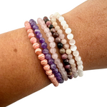 4mm Gemstone Bracelet, Dainty Gemstone Round Bracelet, Natural Crystal Bracelet 4mm