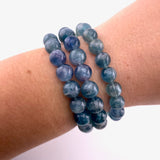 Blue Fluorite Round Beaded Bracelet, 9mm Blue Fluorite Bracelet, Quality Blue Fluorite Bracelet, A-15