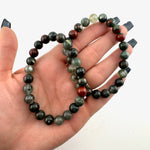 8mm African Bloodstone Bracelet, Round Bloodstone Bracelet, Bloodstone Gemstone Bracelet, GC-62