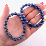 Quality Blue Kyanite Bracelet, 8mm Blue Kyanite Bracelet, Round Bead Blue Kyanite, A-01
