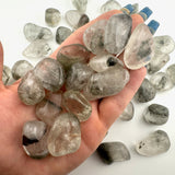 Chlorite in Quartz Tumbled Stone, Tumbled Chlorite Quartz, Chlorite Included in Quartz, Polished Chlorite Quartz, P-98